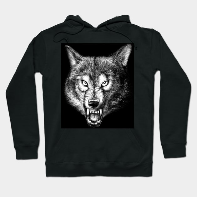 Wolf, drawing, graphics, animal grin, men's print Hoodie by SwetlanaArt